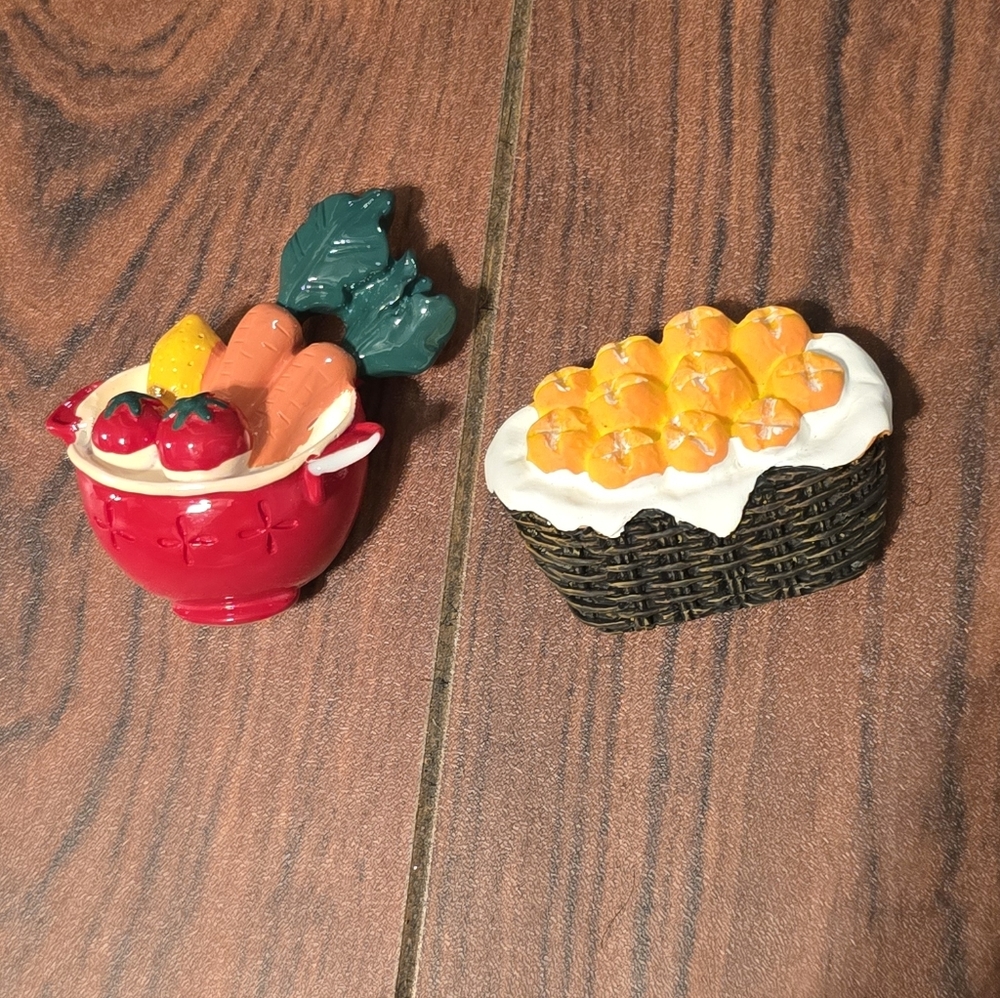 Two Colorful Ceramic Fruit and Vegetable Magnets